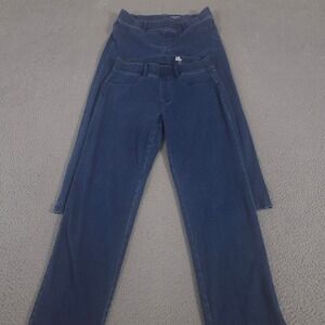 LOT OF 2 Lands' End Jeans Womens M Petite Starfish Mid Rise Knit Denim Legging